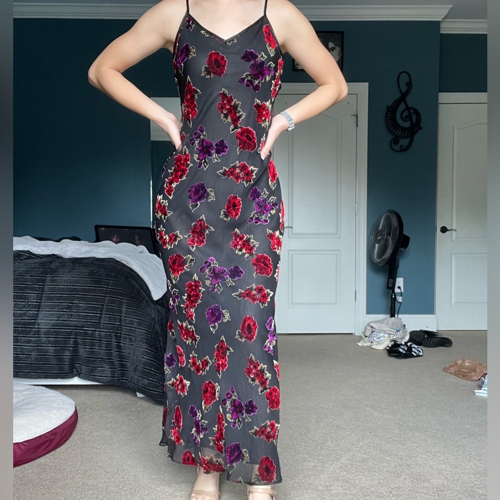 Vintage black floral maxi dress